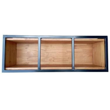 Imagem de Nicho de Parede de Madeira e Ferro Decoração Industrial Cores Preto e 