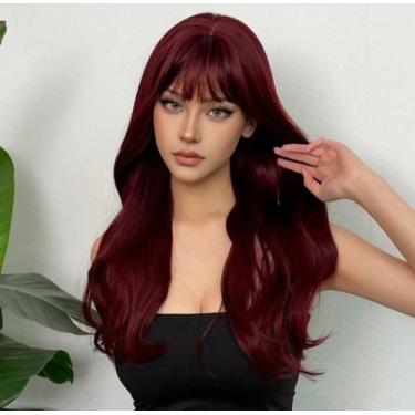 Imagem de Peruca Bio Organica Vermelho Vinho Cosplay Cabelo Elegante Natural - G