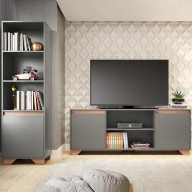 Imagem de Sala de Estar Completa para TV Até 55 Polegadas Benevello 3 Portas Gra