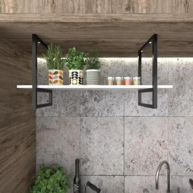 Imagem de Prateleira industrial cozinha Prateleira de ferro e madeira nicho indu