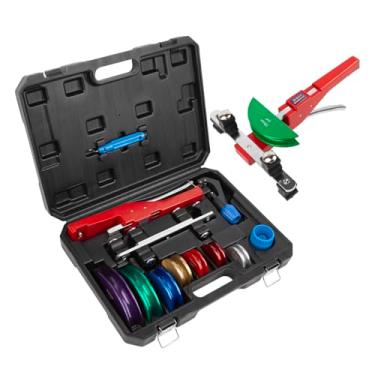 Imagem de Wostore Kit de dobrador de tubos inclui 1/4-7/8 tamanhos de refrigeração dobradores de tubos de catraca ferramenta manual cor liga de alumínio cabeça de substituição