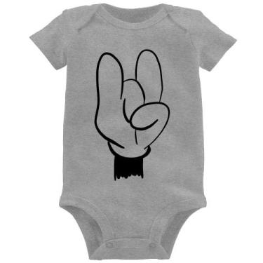Imagem de Body Bebê Rock Hand - Foca na Moda, Cinza, G