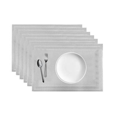 Imagem de Jogo 6 Lugar Americano Prata Mesa De Jantar 30×45 Pp Em Casa Tem