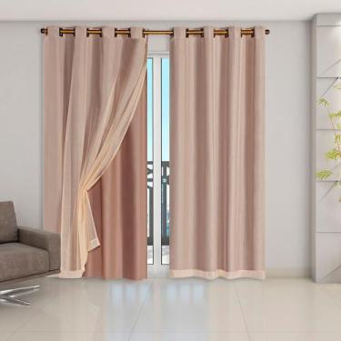 Imagem de Cortina Blackout Qualto Sala Cozinha PVC c/ Tecido Voil 2,80 m x 2,30 