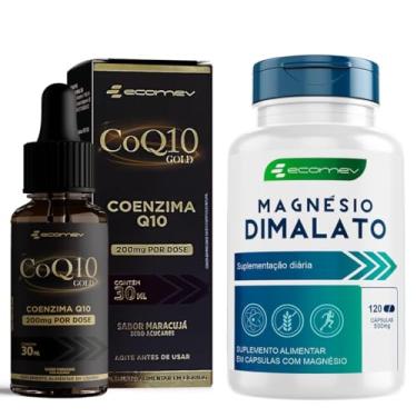 Imagem de Kit Magnesio Dimalato 120Cáps + Coenzima Q10 200mg Gotas 30ml Ecomev