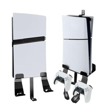 Imagem de Chanvoo Suporte de parede de metal para PS5/PS5 Slim/PS5 Pro, kit de suporte de parede atrás da TV compatível com PS5/PS5 Slim Disc e console de edição digital (preto)