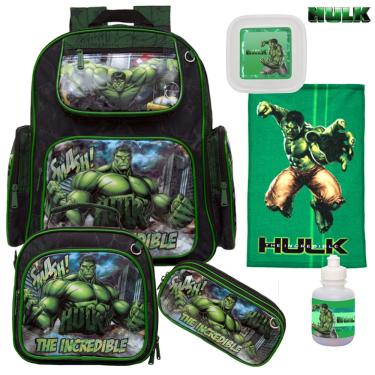 Imagem de Mochila Escolar Incrivel Hulk Preta e Itens Toys 2U