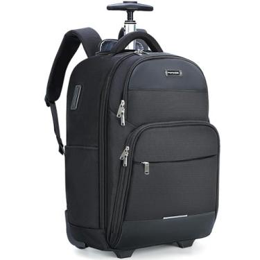 Imagem de Mochila com rodinhas Ponhog 30L com rodas para laptop de 15,6" preta