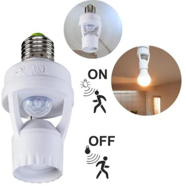 Imagem de Interruptor Sensor Presença  Soquete  para Lâmpadas LED com Fotocélula