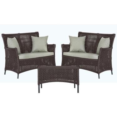 Imagem de 2 Sofás E Mesa Igapó Alumínio Preta Corda Náutica E3 Trama Marrom