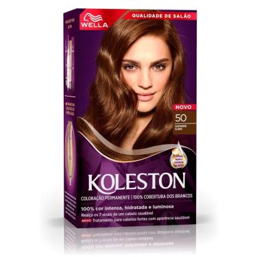 Imagem de Tintura Creme Koleston Wella Castanho Claro 50 Kit