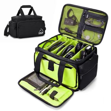 Imagem de HMLIN OUTOOORS Estojo Para Dj Hmlin, Bolsa Cabos De Com Fundo Acolchoado Removível E Divisórias, Viagem Equipamentos Profissionais, Som Acessórios, Verde 2024
