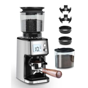 Imagem de Homtone Moedor De Café Cônico, Moedor De Café Expresso Antiestático Com 51 Ajustes Precisos, Moedor Elétrico Ajustável De Grãos De Café Para 2 A 12 Xícaras, 120 V, Visor Digital, Antientupimento