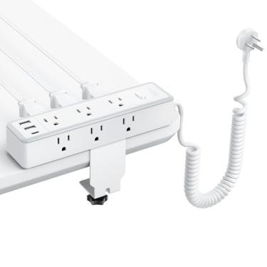 Imagem de NTONPOWER Filtro De Linha Com Braçadeira De Mesa E Protetor Contra Surtos De 1200 J, Estação De Tomada De Mesa Com Cabo De 1,8 M, 9 Tomadas Ca, 3 Portas Usb (1 Usb C), Filtro De Linha De Montagem P