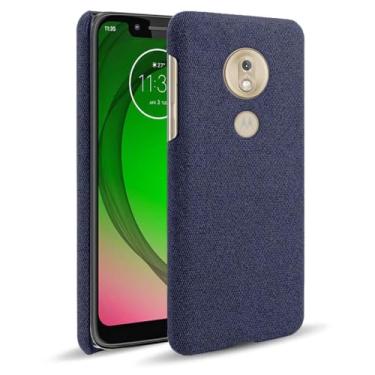 Imagem de Capa para MOTO G7 Play,Capa desenhada em lona,Case Protetora Ultrafina com Empunhadura Macia,Design em Tecido Antichoque e Antiarranhões-Blue