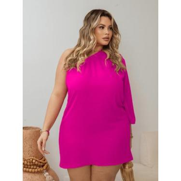 Imagem de Vestido Manga Nula Godê Curto Plus Size Ajustável Ao Corpo Soltinho Ca