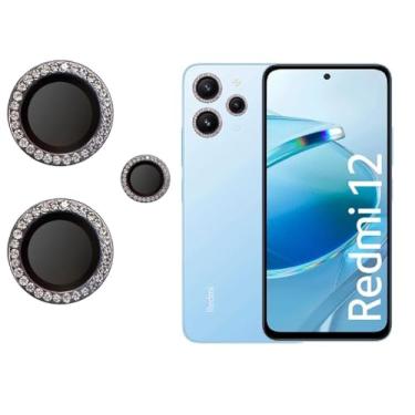 Imagem de Combo (03 PCS) Película Câmera Strass Diamonte Para Xiaomi Redmi 12 5G 4G (DOURADA)