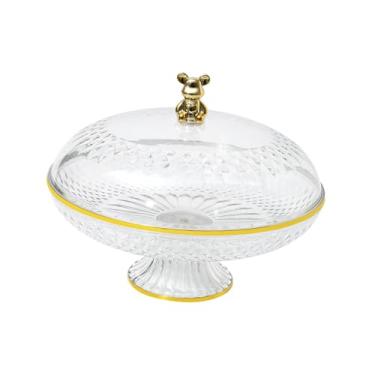 Imagem de Bothyi Bolo Stand Placa de frutas com decoração de cúpula prática multiuso bandeja de bandeja de lanches para cozinha da sala de jantar, L