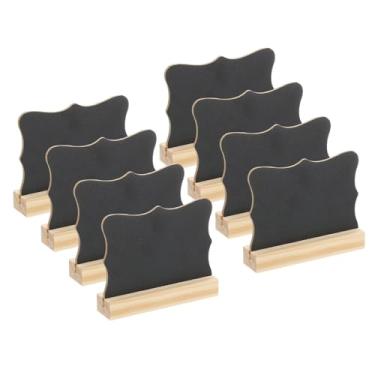 Imagem de PATIKIL Mini placas de quadro-negro de mesa, 8 peças de placas pequenas de quadro-negro com suporte de cavalete de madeira dupla face lousa de forma irregular para etiquetas de alimentos, festas