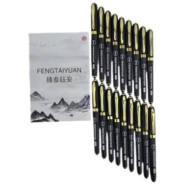 Imagem de Fengtaiyuan 10P18Pro, Caneta Rollerball de tinta gel, tinta preta, ponta negrita 1,0 mm, canetas escritas, suaves, pacote com 18 (preto-1,0 mm)