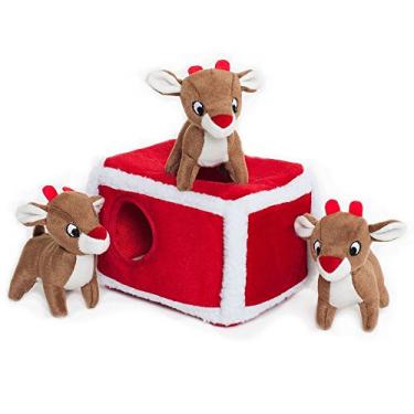 Imagem de ZippyPaws Holiday Burrow - Brinquedo interativo para cães e filhotes de cachorro para o tédio, produto estimulante para mantê-los ocupados, esconde-esconde e buscar, brinquedo de enriquecimento para