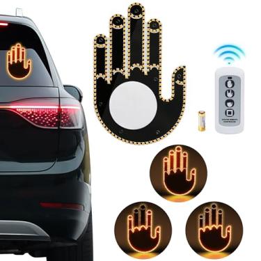 Imagem de UPONELED Luz de gestos manuais para carro – Luz de dedo LED 3 em 1 com controle remoto | Placa de janela traseira para motoristas, acessórios divertidos para carros e gadgets Road Rage, presente de