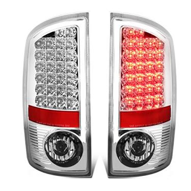 Imagem de DNA Motoring TL-DRAM05-LED-CH-CL Par de luzes traseiras de lente transparente cromadas compatíveis com Dodge Ram 1500 2500 3500 03-06, lado do passageiro e motorista