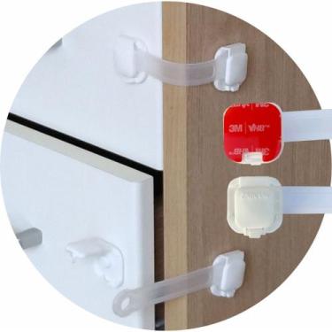 Imagem de Kit 8 Trava Gaveta Armário Geladeira Porta Vaso Sanitário Segurança Pr