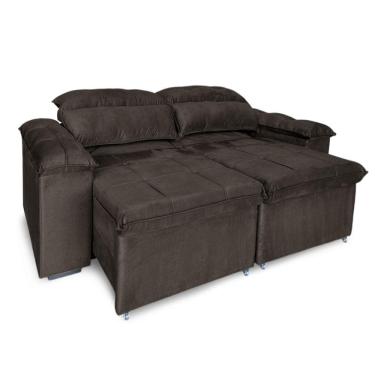 Imagem de Sofá Retrátil E Reclinável 3 Lugares Verona 2,00m - élpis Móveis Veludo Marrom