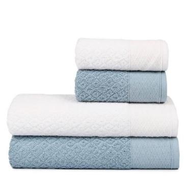 Imagem de Jogo Toalha de Banho Gigante 4 Pçs Capri Atlântica, Azul e Off White