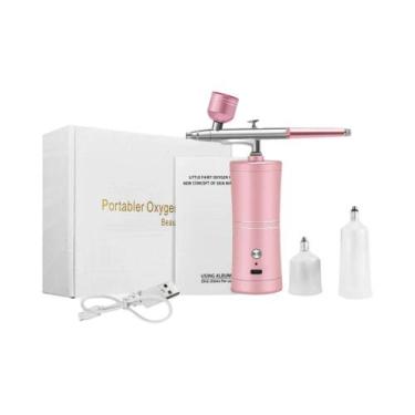 Imagem de Kit Aerógrafo com Compressor Sem Fio - Mini Pistola para Pintura, Rosa
