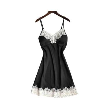 Imagem de Camisola Multicolorida com Borda de Renda de Seda - Seção Fina - Roupa
