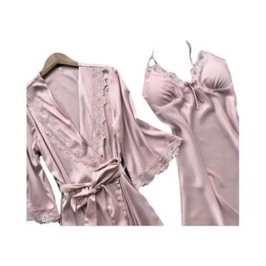 Imagem de Camisola Halter de Seda com Borda de Renda e Almofadas de Sutiã - Pija