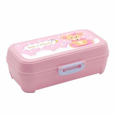 Imagem de Caixa Organizadora Rosa Mãe E Bebê Para Produtos De Higiene Fraldas E 