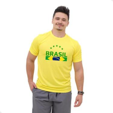Imagem de Camiseta Masculina Dry Fit Bandeira Brasil Esporte Academia Caminhada 