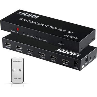 Imagem de Splitter Switch Matriz 2x4 Hdmi 4k 2k Ultra Full Hd 3d Fonte - LF