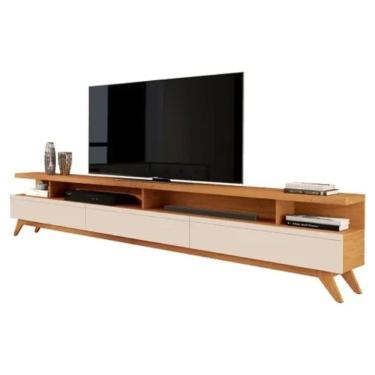 Imagem de Rack Grande 2,20m para Sala de TV 70" Pés de Madeira Vivare Wood Giga Moveis