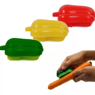 Imagem de KIT 3 unds Escova de Lavar E Higienizar Alimentos Frutas Legumes - Vermelho, Verde e Amarelo