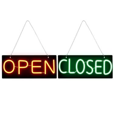 Imagem de Placa de neon LED para negócios, interruptor de dupla face, aberto e fechado, alimentado por USB de 5 V e luz ajustável, placa aberta neon LED para bar, salão, café, clube, hotel