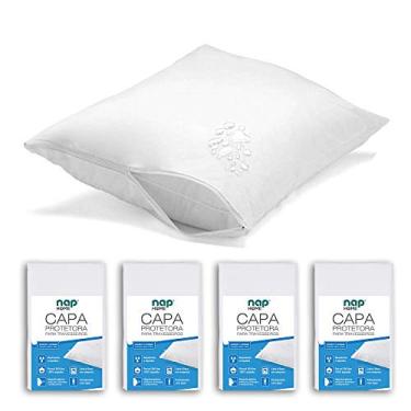 Imagem de Nap Kit 4 Capas de Travesseiro Home Impermeável Não faz ruído 200 Fios 50x70cm - Branco