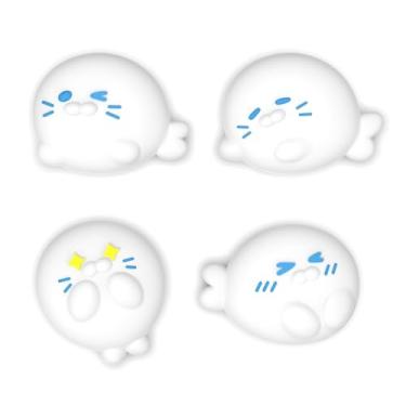 Imagem de PlayVital Punhos de polegar para Nintendo Switch 2 | Tampas de joystick de silicone Kawaii (pacote com 4) - Acessórios fofos design animal capas de polegar para Joycon 2 - Cutie Seal Squad