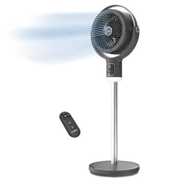 Imagem de Lasko Ventilador de pedestal de movimento orbital Whirlwind com tecnologia WhisperForce™ DC, fluxo de ar de 7,6 m/s, 25dBA, luz noturna, temporizador de 24 horas, altura ajustável 53 cm - 99 cm,