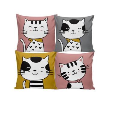 Imagem de Kit 04 Capas Para Almofadas Decorativas Quadrada com Zíper e Estampada
