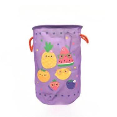 Imagem de Cesto Organizador Multiuso em Tecido Dobrável - Para Roupas, Brinquedos, Itens Domésticos (40L, Preto) - Prático e Resistente(Frutas 40L)