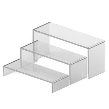 Imagem de CLEAR-AD PLASTICS Suportes De Acrílico Transparentes Para Perfumes - Suporte Retangular Longo E Pequeno Plástico Perfumes, Prateleira Empilhável Polida Plexiglass Cupcakes, Bonecos, Sobremesas, Joia