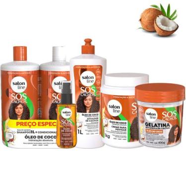 Imagem de Kit Completo SOS Cachos Coco Salon Line Hidratação Antifrizz