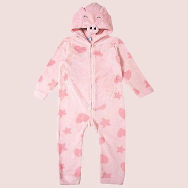 Imagem de Pijama Tiptop Infantil Peludinho Bichinho Inverno Com Capuz, Rosa, 10