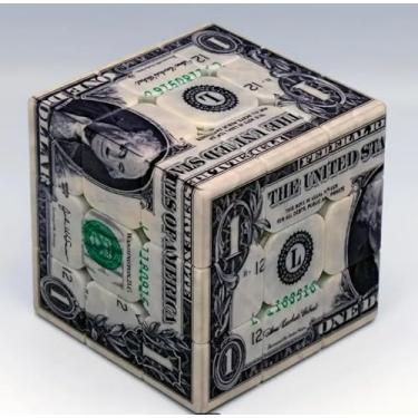 Imagem de Dollar Bill Speed Cube 3x3 – US Currency Design Puzzle for Adults & Collectors – Smooth Turning Magic Brain Teaser Cube, 2.2