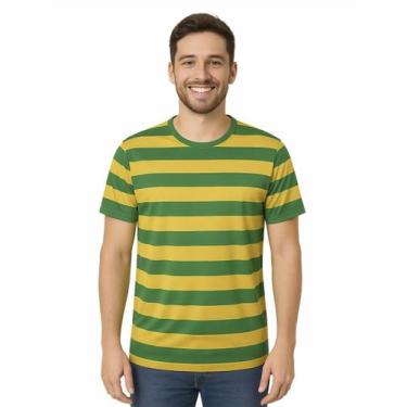 Imagem de Camiseta Manga Curta Torcedor Brasil Listrada Verde Amarela - Calupa, 