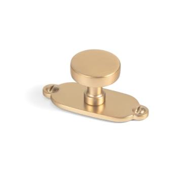 Imagem de Goo-Ki Pacote com 6 maçanetas de gaveta de armário de bronze champanhe com placa traseira - Puxador de barra modular com espaçador, puxadores de orifício único, ferragens de cozinha para armário